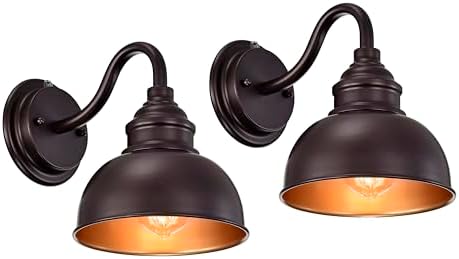Oil Rubbed Bronze Dusk to Dawn Outdoor Lights 2 Pack, 9 Inch Farmhouse Barn Lights Outdoor,Outside Wall Light for House, Garage, Doorway, Porch by ACLand