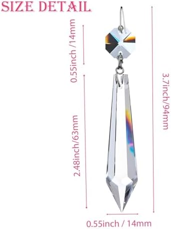 24Pcs 63mm Clear Crystal Chandelier Icicle Prisms with Octagon Beads,Crystals Lighting Lamp Replacement Parts, Christmas Wedding Party Decor (Clear Color with Nickel Pin, 63mm (2.5inches)) - Image 2