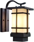 Outdoor Wall Light Fixtures, Exterior Waterproof Lanterns, Porch Sconces Wall Mounted Lighting with Modern Frosted Glass, Black Aluminum Wall Lamps for Patio Front Door Entryway (TYP_B, 13.1inch) by Unknown