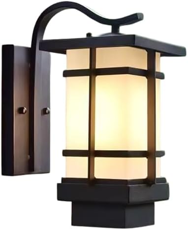 Outdoor Wall Light Fixtures, Exterior Waterproof Lanterns, Porch Sconces Wall Mounted Lighting with Modern Frosted Glass, Black Aluminum Wall Lamps for Patio Front Door Entryway (TYP_B, 13.1inch) by Unknown