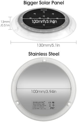 SHONELIGHTING Solar Dock Lights, Deck LED Disc, Warm White, 6 Pack - Image 6