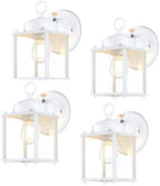 Outdoor Wall Light Fixture, Metal Glass, White, 4 Pack by KumtinSmart