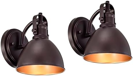 2 Pack Oil Rubbed Bronze Barn Light, Farmhouse Gooseneck Light Fixtures Indoor, Outdoor 7.5 Inch Vintage Light Fixtures for Wall, Vanity, Bedroom, Garage, Garden. by ACLand