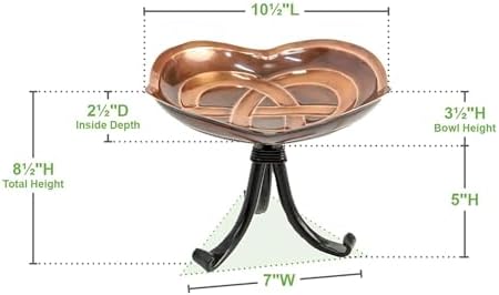 Dara Knot Tripod Stand Birdbath Antique Copper Finish Outdoor Garden Decorative Wildlife Water Bowl Yard Patio Lawn Accent - Image 6