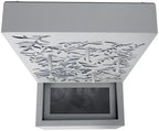 30.71" H Metal Water Fountain Outdoor with LED Light, Recirculating Pump Fountain with Leaf Cutout Water Wall Design, Freestanding Cascading Water, Light Gray - Image 6