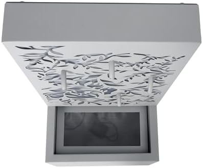 30.71" H Metal Leaf Cutout Water Wall Fountain with LED Lights, Light Gray - Image 7