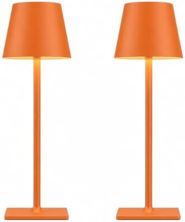 Yogaret Orange Cordless Table Lamp Set of 2-3 Way and Stepless Dimmable - for Restaurant Dining Bedroom Home Bar by YogaretCeilingLight