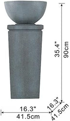 35.5 Inch Polyresin Zen Bowl Fountain, Outdoor Water Feature for Garden - Image 3