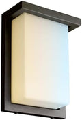 Sunlite 88673 8” Modern LED Wall Sconce Light, Outdoor Fixture, Adjustable 3 CCT 3000K-5000K, 12 Watts, 600 Lumens, Opal Shade, Oil Rubbed Bronze, Indoor for Bathrooms, Garage, Hallways & Entryways by Sunlite
