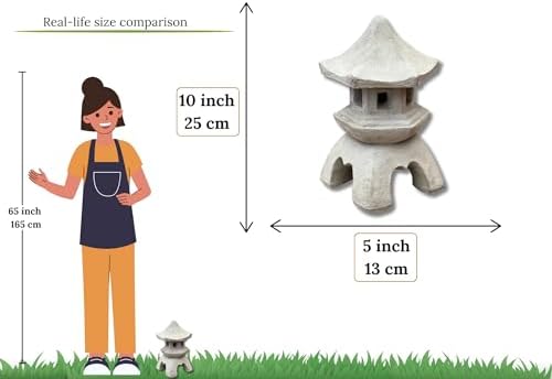 Oriental Lantern Outdoor Statue Concrete Pagoda Japanese Sculpture Asian Stone Ornament Lawn Figurine Yard Cement Statuary Zen Garden Oriental Set Decoration - Image 3