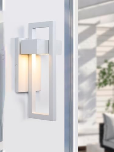 LamQee Outdoor Wall Lights Modern Exterior Lighting Fixtures, 3000K Integrated LED Outdoor Wall Sconce Lighting, Matte White Outside Wall Mount Lights for House Front Door Porch Garage Patio 1 Pack - Image 4