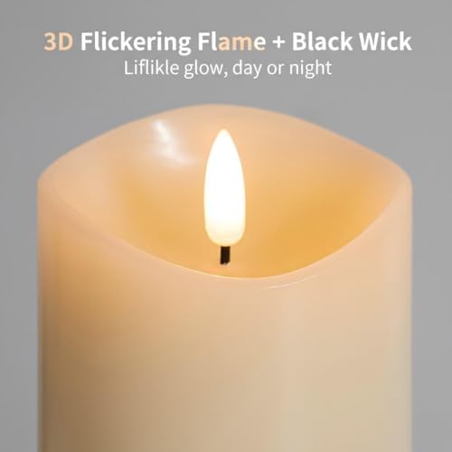 Real Wax Flameless Candles with Remote, 3 x 6 Inch LED Pillar Candles - Image 2