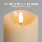Real Wax Flameless Candles with Remote, 3 x 6 Inch LED Pillar Candles - Image 2
