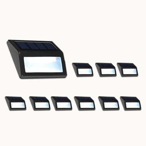 Solar Lights Outdoor, Waterproof Solar Powered Deck Step Lights for Patio Garden Backyard Garage Driveway Pathway Outside Wall Lighting (12, Cool White) by Follateas