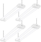hykolity 4 Pack Linkable LED Shop Light for Garage, 2FT 22W Utility Light Fixture, 2500lm, 5000K Daylight LED Workbench Lighting with Power Cord, Hanging or Flush Mount, White - ETL by hykolity