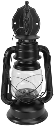 Toddmomy Retro Vintage Wall Lamp Retro Kerosene Style Hanging Lantern Wall Sconce Black Metal Frame Decorative Restaurant Corridor Bedroom Lighting Without Bulb by Toddmomy