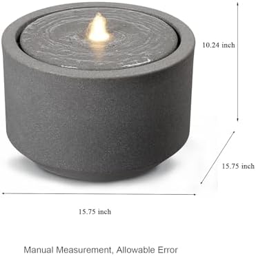 10.23” H Outdoor Water Fountain Made with Eco-Friendly Recyclable Materials, Polyethylene Round Bubbler Water Fountain Outdoor, Garden Decor with LED Light for Patio, Porch, Backyard - Image 2