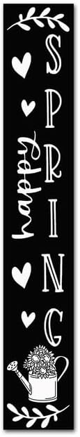 Spring Porch Sign Happy Spring Sign for Front Door 8"x48" Spring Door Decor Vertical Wood Porch Sign Wooden Tall Welcome Sign Farmhouse Standing Wooden Hanging Sign for Home Indoor Outdoor by Sokomurg