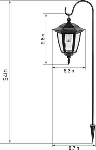 34 Inch Hanging Solar Lights, Shepherd Hook Lights with 2 Shepherd Hooks Waterproof Outdoor Decorative Solar Lantern Lights for Garden Decor, Patio, Backyard, Pathway, 6PACK - Image 3