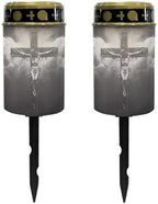 Poceacles Cross Solar Lights Set of 2 Outdoor Solar Powered Outdoor Cemetery Stake Lights Grave Solar Lamp Landscape Lighting Waterproof Grave Flameless Candles, God Cross Black by Poceacles