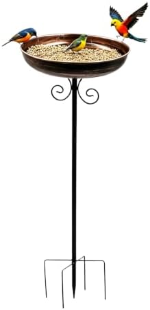 Bird Bath for Outside, 32 Inch Tall Antique Copper Finish with Sturdy 5-Prong Stable Base for Garden Patio Lawn Backyard by Unknown