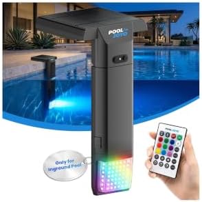 Solar Pool Light for Inground Pools Only, 56 LEDs 3-Sided 180° Wide Glow, Remote Control, 10 Colors 4 Modes, 3 Brightness Levels, Extendable Underwater Effect, IP68 Waterproof, 1 Pack by Unknown