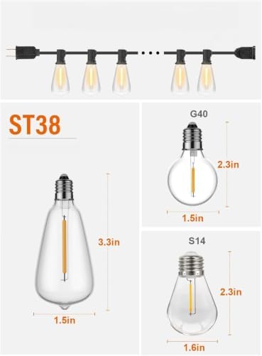 GPATIO Outdoor String Lights, 50FT ST38 Bulbs Shatterproof Patio Lights, Waterproof Dimmable Outside Hanging Light, Connectable LED Outdoor Lights for Backyard, Porch, Party, Garden, Home Decor - Image 5