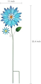 YEAHOME Garden Decor for Outside, 35.4“ Set of 2 Metal Flowers Decorative Garden Stakes for Spring Decor, Yard Art Flower Stakes for Outdoor Lawn Backyard Porch Garden Decorations (Yellow, Blue) - Image 4