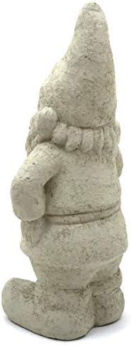 Garden Gnome with Shroom: Solid Durable Stone Statue with Vintage Texture. Sealed for Outdoors. Handcrafted USA. (Classic/White) - Image 4