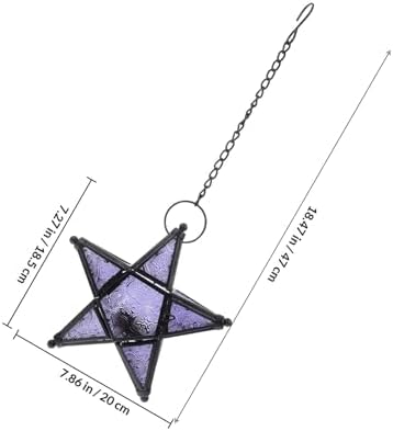 VANZACK Hanging Star Glass Lantern Candle Holder Purple Vintage Five-Pointed Star Decorative Indoor Rustic Pendant for Wedding Home Party Décor - Image 2
