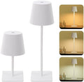 LUTEC 2 Pack Cordless Table Lamp,6000mAh Rechargeable Battery Operated Desk Lamp,Two Adjustable Heights,Waterproof, Touch Control & 3 Color Stepless Dimming for Restaurant/Bedroom/Bars/Outdoor (White) by LUTEC