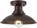 GOLDHILL 10.5" Oil Rubbed Bronze Semi Flush Mount Ceiling Light, Rust-Resistant Powder Coated Metal Barn Fixture for Kitchen, Covered Porch & Patio, Damp Rated by Goldhill