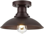 GOLDHILL 10.5" Oil Rubbed Bronze Semi Flush Mount Ceiling Light, Rust-Resistant Powder Coated Metal Barn Fixture for Kitchen, Covered Porch & Patio, Damp Rated by Goldhill