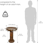 Tiki Bird Bath for Outdoor Garden, 18.9" Hawaiian Style Totem Pole Birdbath with Tiki Face Pedestal, Fiber-Reinforced Concrete Yard Decor, 30 lb Brown Tribal Statue - Image 3