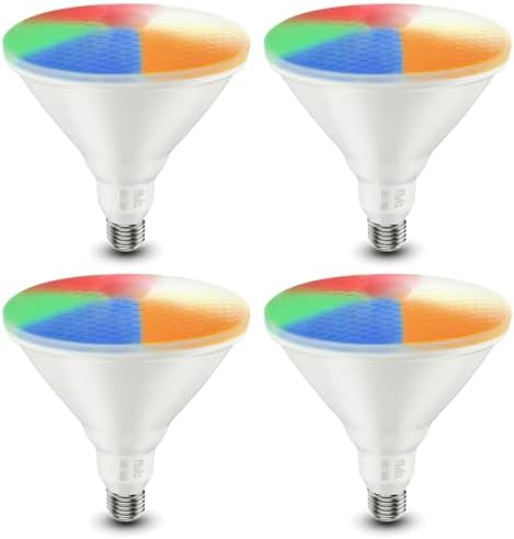 LED PAR38 Outdoor Flood Light Bulbs, RGBCW 5CCT, Not Dimmable, 4-Pack by 7PANDAS