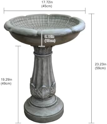 Hamiedun 23.23”Tall Resin fiber Outdoor Bird Baths for Garden - Standing Birdbath, with Decorative Carving Pedestal Birdbaths,for Garden, Patio, Lawn, Backyard (23.23''H) - Image 7
