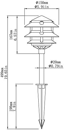 Lumina Lighting® Low Voltage Landscape Lighting Cast-Aluminum Pagoda Path and Area Light Warm White 4W G4 LED Bulb and ABS Ground Stake Included for Yard Walkway Lawn PAL0103-BkLED6 (Black,6-Pack) - Image 6