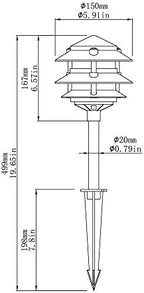 Lumina Lighting® Low Voltage Landscape Lighting Cast-Aluminum Pagoda Path and Area Light Warm White 4W G4 LED Bulb and ABS Ground Stake Included for Yard Walkway Lawn PAL0103-BkLED6 (Black,6-Pack) - Image 6