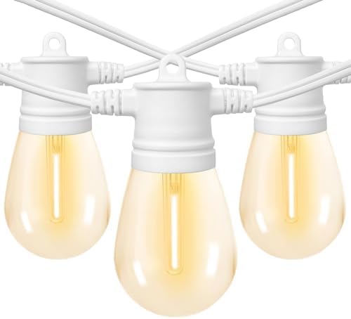 SUNTHIN White String Lights, 48ft White Outdoor Lights with 16 1W Shatterproof LED Bulbs for Patio, Garden, Backyard, Porch, Cafe, Deck, Wedding, Party by SUNTHIN