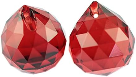 Queenbox 10pcs 40mm Crystal Suncatcher Prism Ball Rainbow Hanging Pendants Maker with Hole for Chandelier Feng Shui Window, Red - Image 2