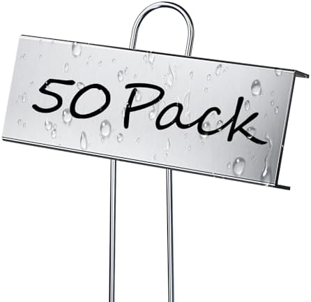 50 Pack Metal Plant Labels for Outdoor Garden Waterproof Plant Markers, Labels Garden Markers for Seedlings Herbs Vegetable Greenhouse Gifts, with Pen by cureder