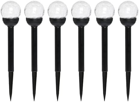 Solar Powered Black LED Landscape Crackle Glass Ball Path Lights 3 Lumens, Weatherproof Outdoor Lighting (6-Pack) by Unknown