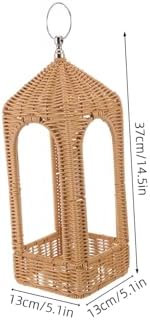 Handwoven Woven Candle Lantern, Coffee PE Hanging Tabletop Cover - Image 2