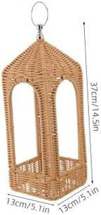 Handwoven Woven Candle Lantern, Coffee PE Hanging Tabletop Cover - Image 2