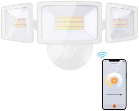 Onforu 55W Smart LED Flood Lights Outdoor, 5500LM, Tunable 2700K-6500K, APP Control, WiFi Alexa Security Lights with Timer & Adjustable 3 Head, IP65 Waterproof for House, Yard, Porch, Garage, Backyard by Onforu