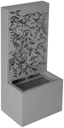 30.71" H Metal Leaf Cutout Water Wall Fountain with LED Lights, Light Gray - Image 6