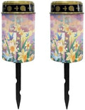 Poceacles Cross Solar Grave Lights Waterproof Solar Stake Lights Solar Outdoor Cemetery Lights Outdoor Stake Automatic Solar Lamp Candle for Cemetery Grave Decoration, Lily Bird Cross, Pack of 2 by Poceacles