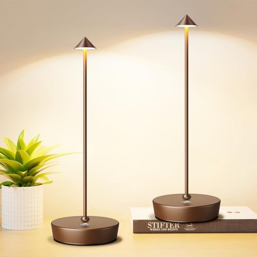2P Cordless Rechargeable Led Table Lamp Battery Operated Light Coffee by Tpczqj