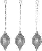Lal Haveli Silver Color Hanging Moroccan Candle Lantern Holders Set of 3 Pcs - Image 2
