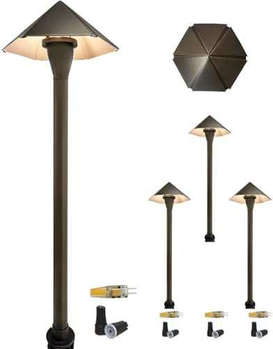 COLOER 4-Pack Brass12V Low Voltage Garden Path Lights Outdoor(605B) by COLOER